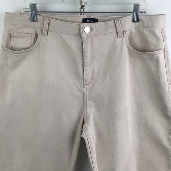 Theory Kick Denim Size 32 Ivory Off White 5-Pocket Boot/flare Cropped Je… - Picture 3 of 10